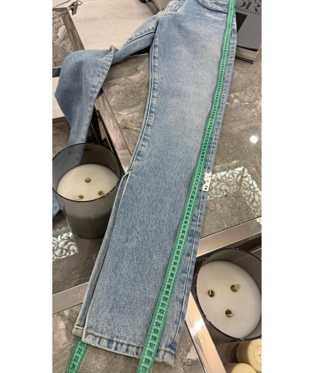 OFF-WHITE Голубые хлопковые прямые джинсы, фото 8