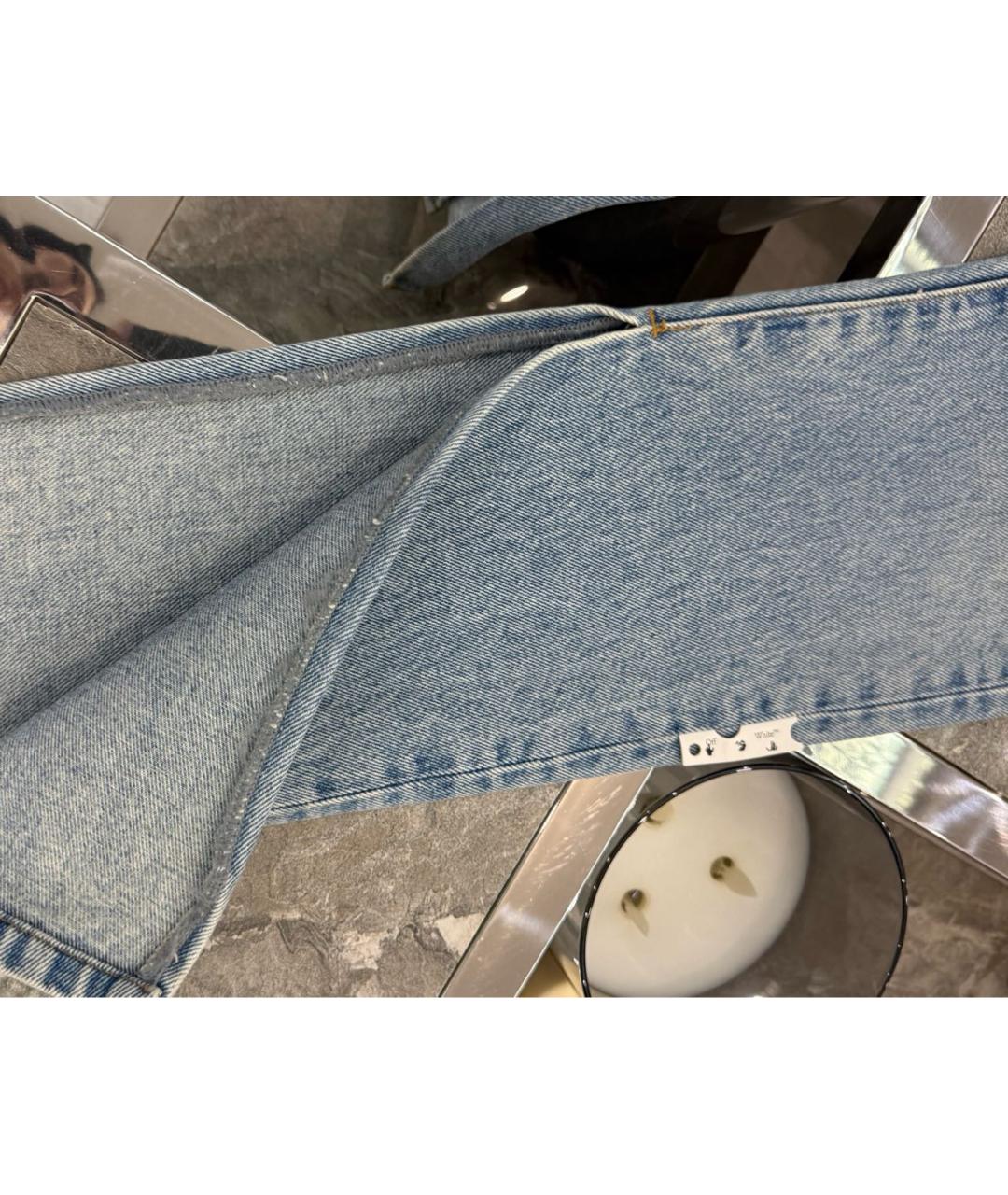 OFF-WHITE Голубые хлопковые прямые джинсы, фото 6