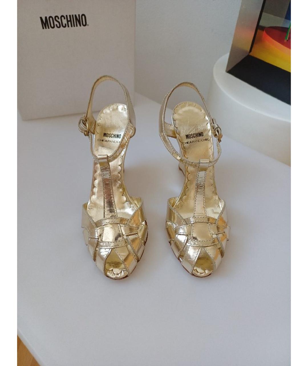 MOSCHINO Золотые кожаные туфли, фото 7