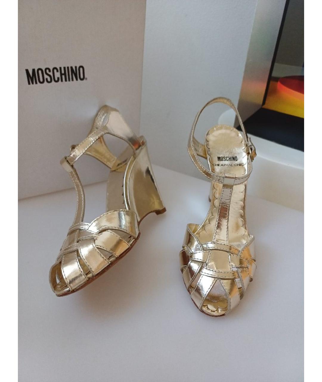 MOSCHINO Золотые кожаные туфли, фото 4