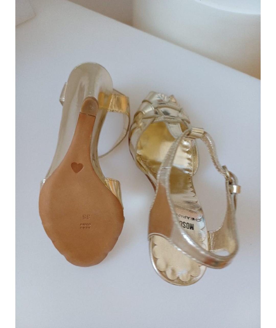 MOSCHINO Золотые кожаные туфли, фото 9