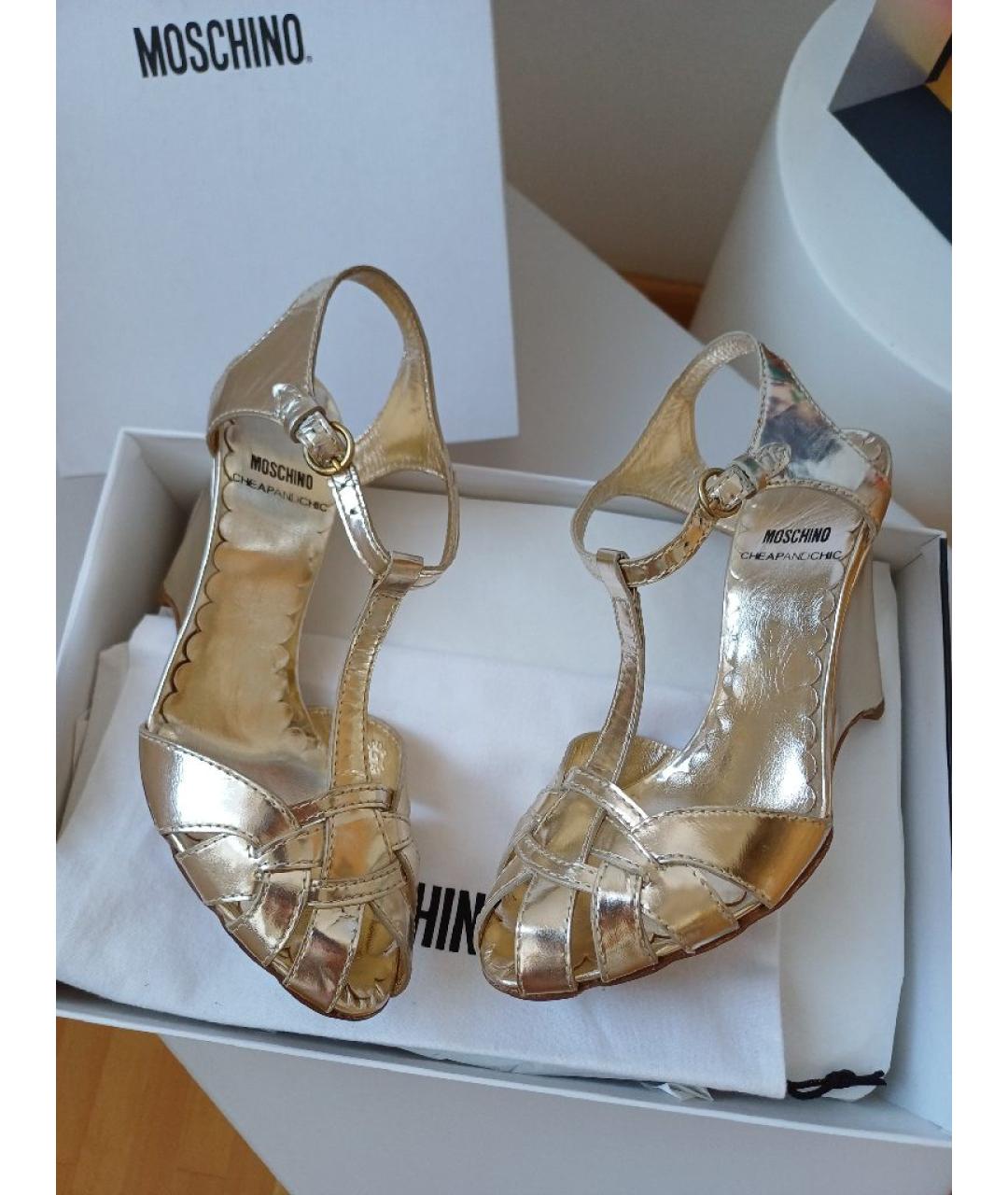 MOSCHINO Золотые кожаные туфли, фото 2