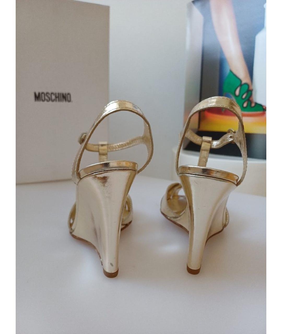 MOSCHINO Золотые кожаные туфли, фото 8