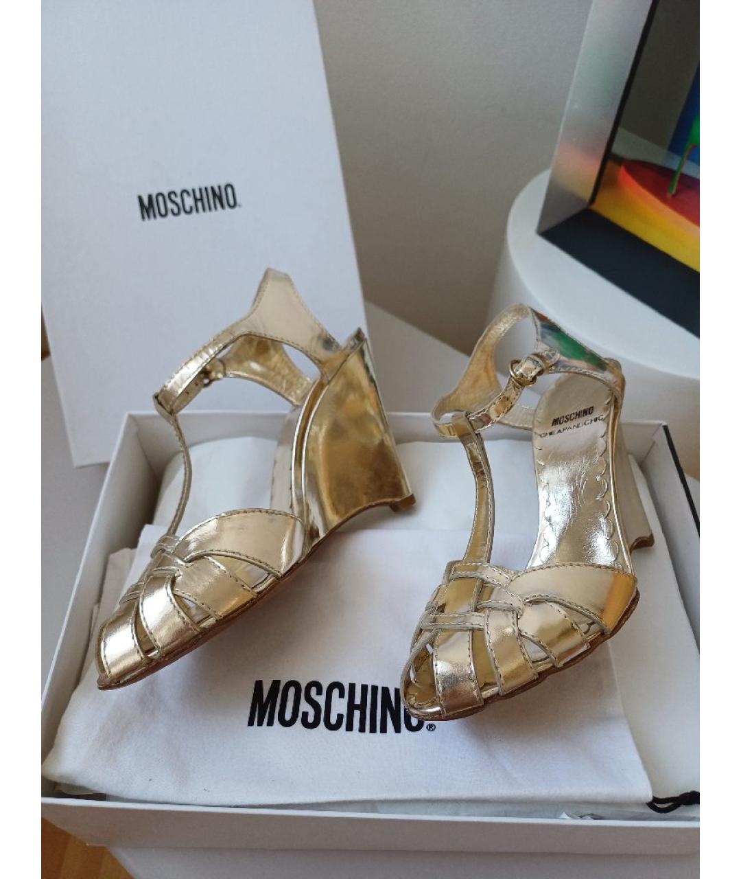 MOSCHINO Золотые кожаные туфли, фото 3