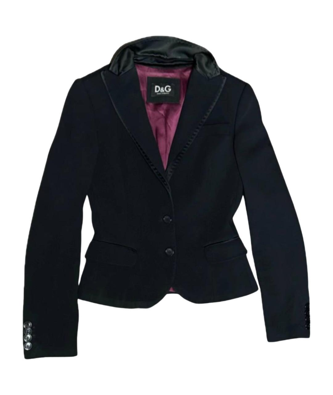 DOLCE&GABBANA Черный хлопко-эластановый жакет/пиджак, фото 1