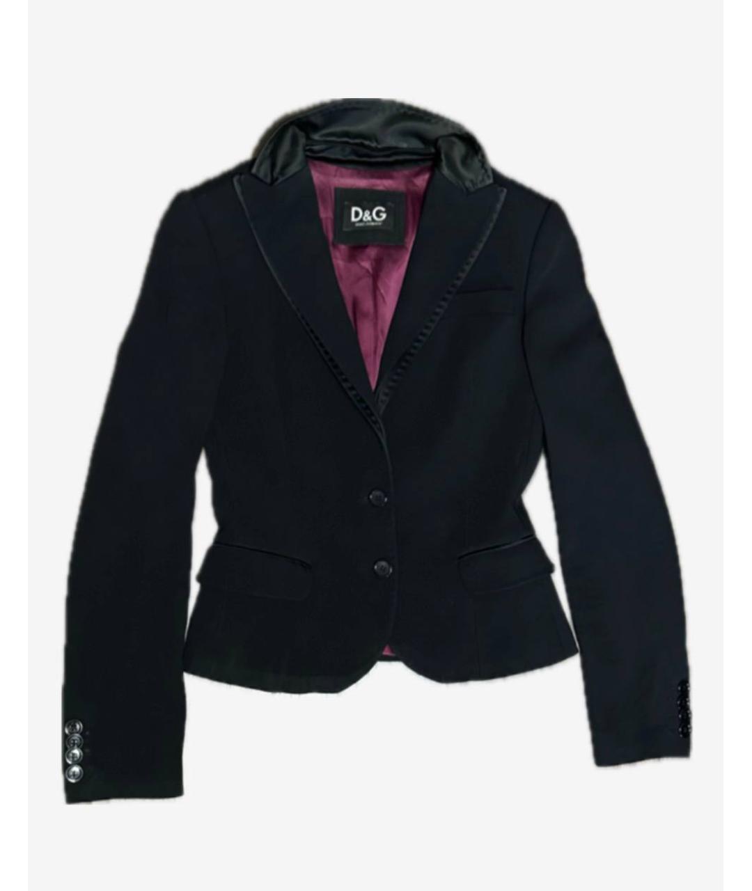 DOLCE&GABBANA Черный хлопко-эластановый жакет/пиджак, фото 3