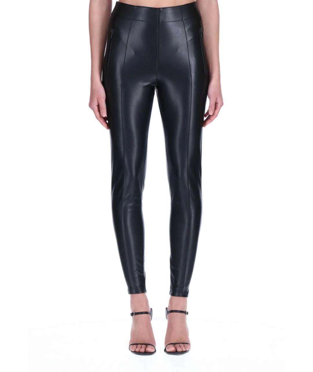 ERMANNO SCERVINO Черные кожаные брюки узкие, фото 2