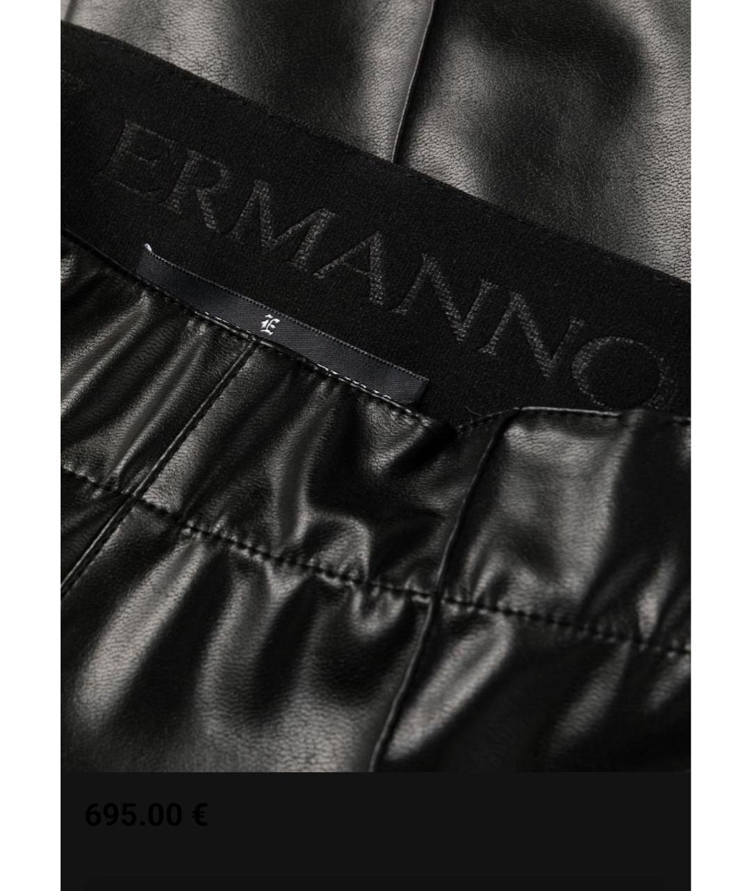 ERMANNO SCERVINO Черные кожаные брюки узкие, фото 5