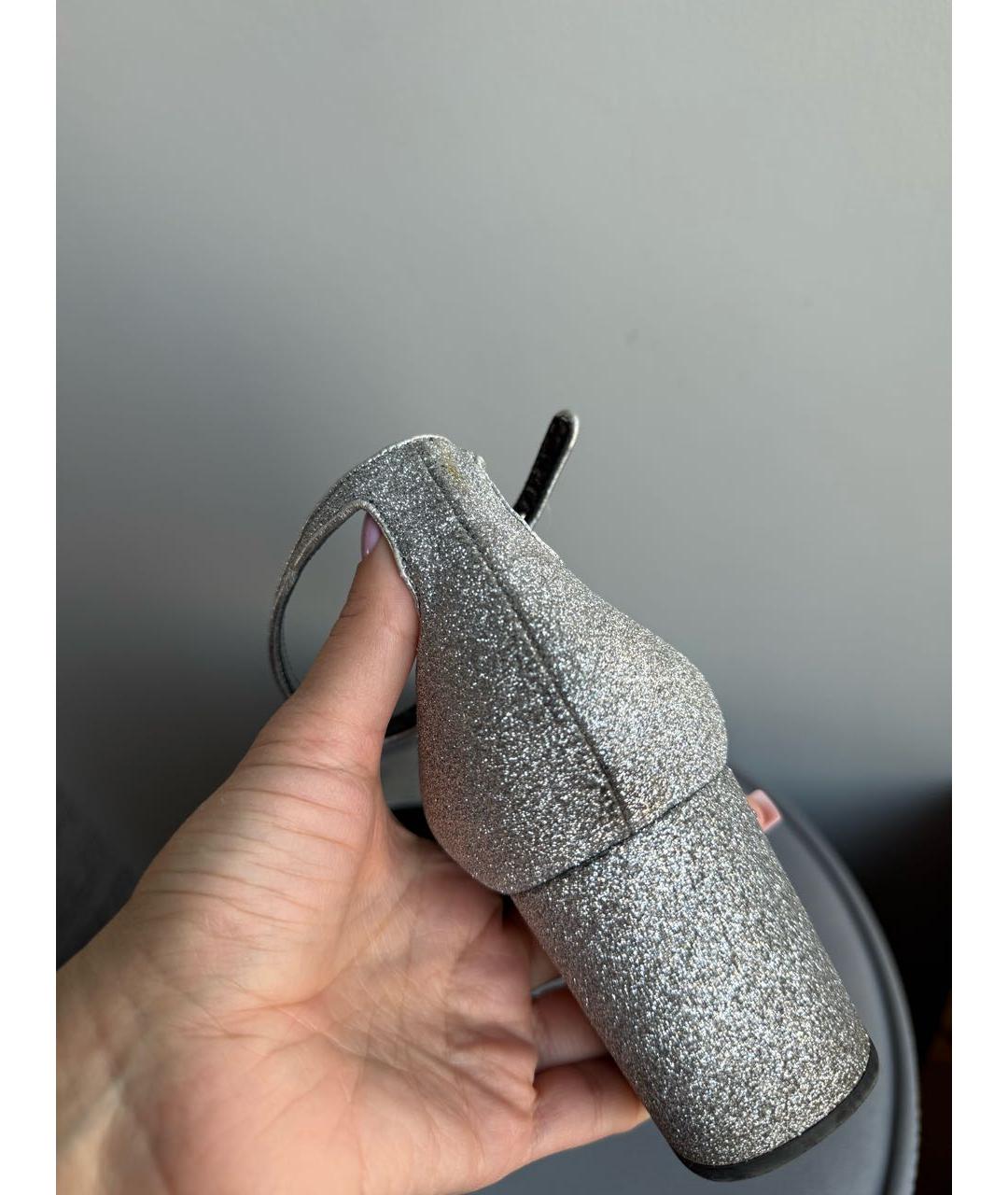 SAINT LAURENT Серебряные кожаные туфли, фото 7
