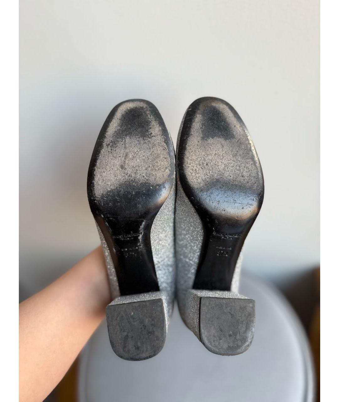 SAINT LAURENT Серебряные кожаные туфли, фото 8