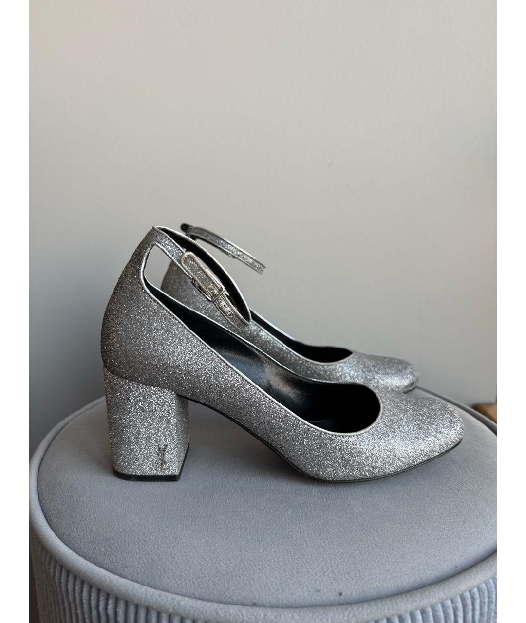 SAINT LAURENT Серебряные кожаные туфли, фото 9