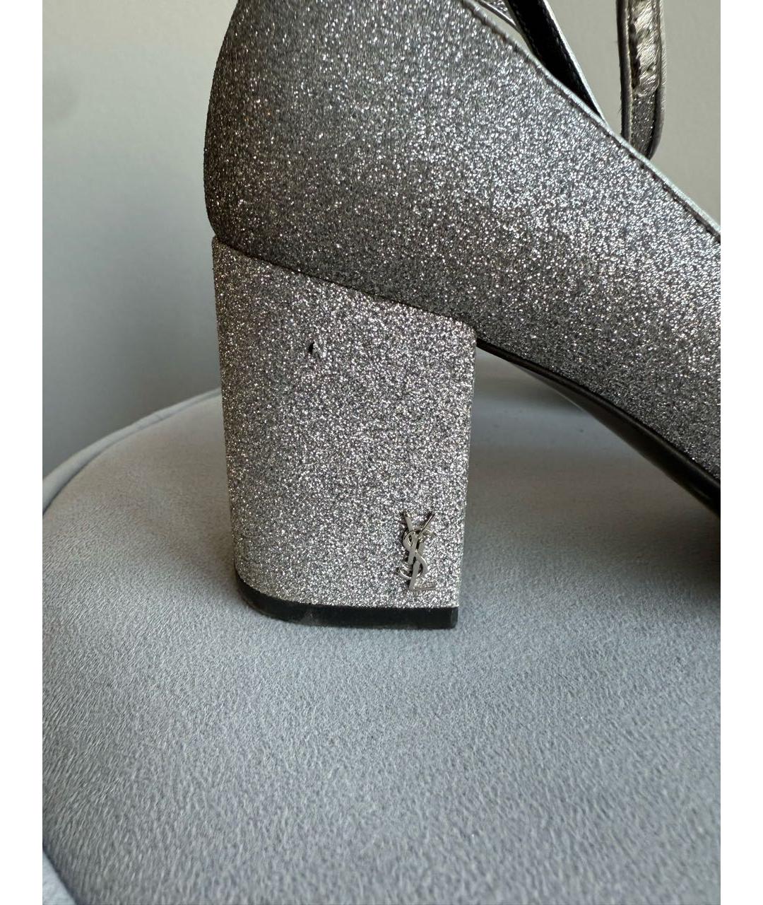 SAINT LAURENT Серебряные кожаные туфли, фото 2