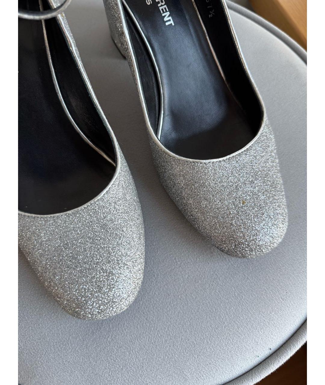 SAINT LAURENT Серебряные кожаные туфли, фото 5