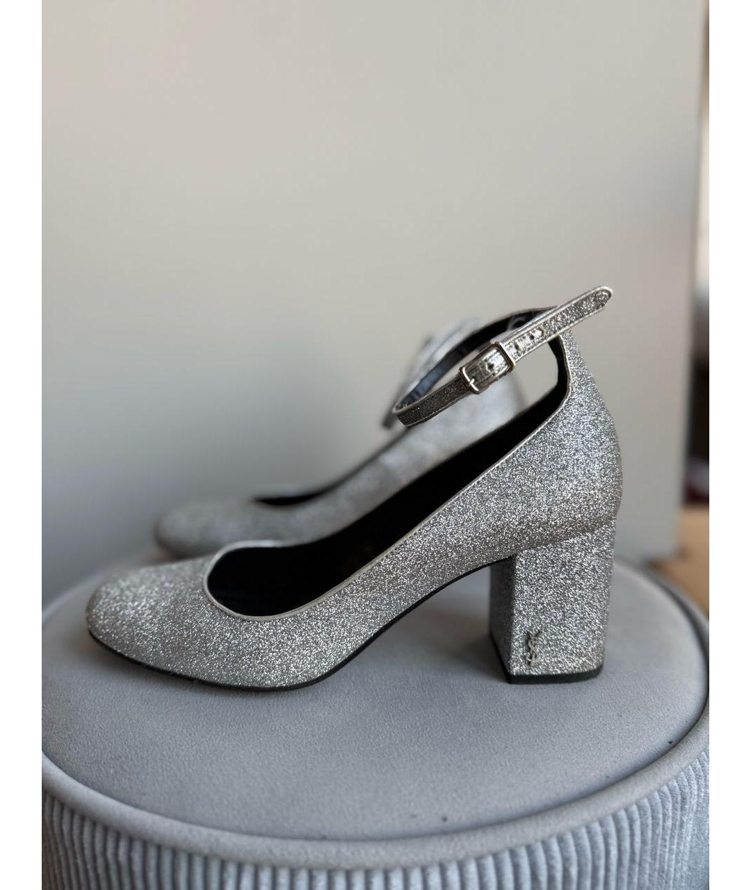 SAINT LAURENT Серебряные кожаные туфли, фото 3