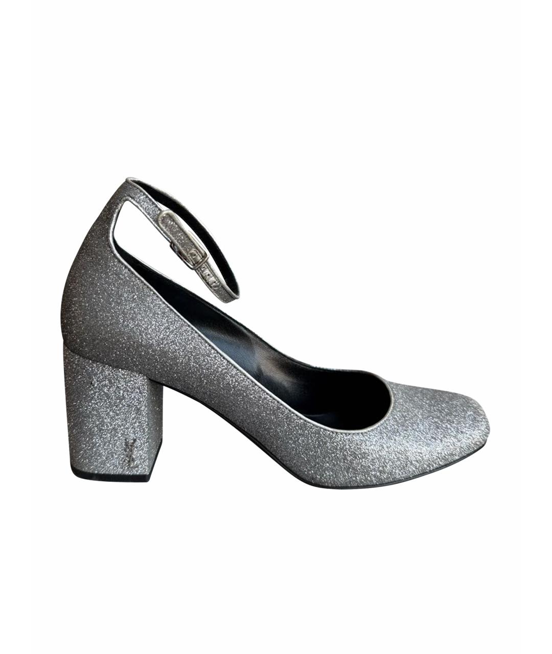 SAINT LAURENT Серебряные кожаные туфли, фото 1