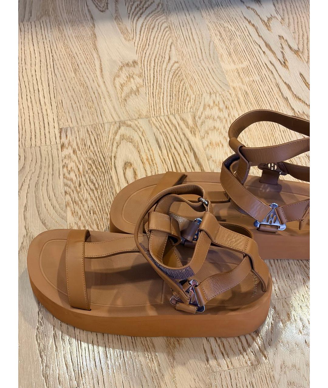 HERMES Коричневые кожаные сандалии, фото 2