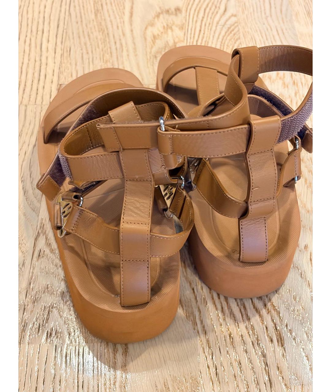 HERMES Коричневые кожаные сандалии, фото 4