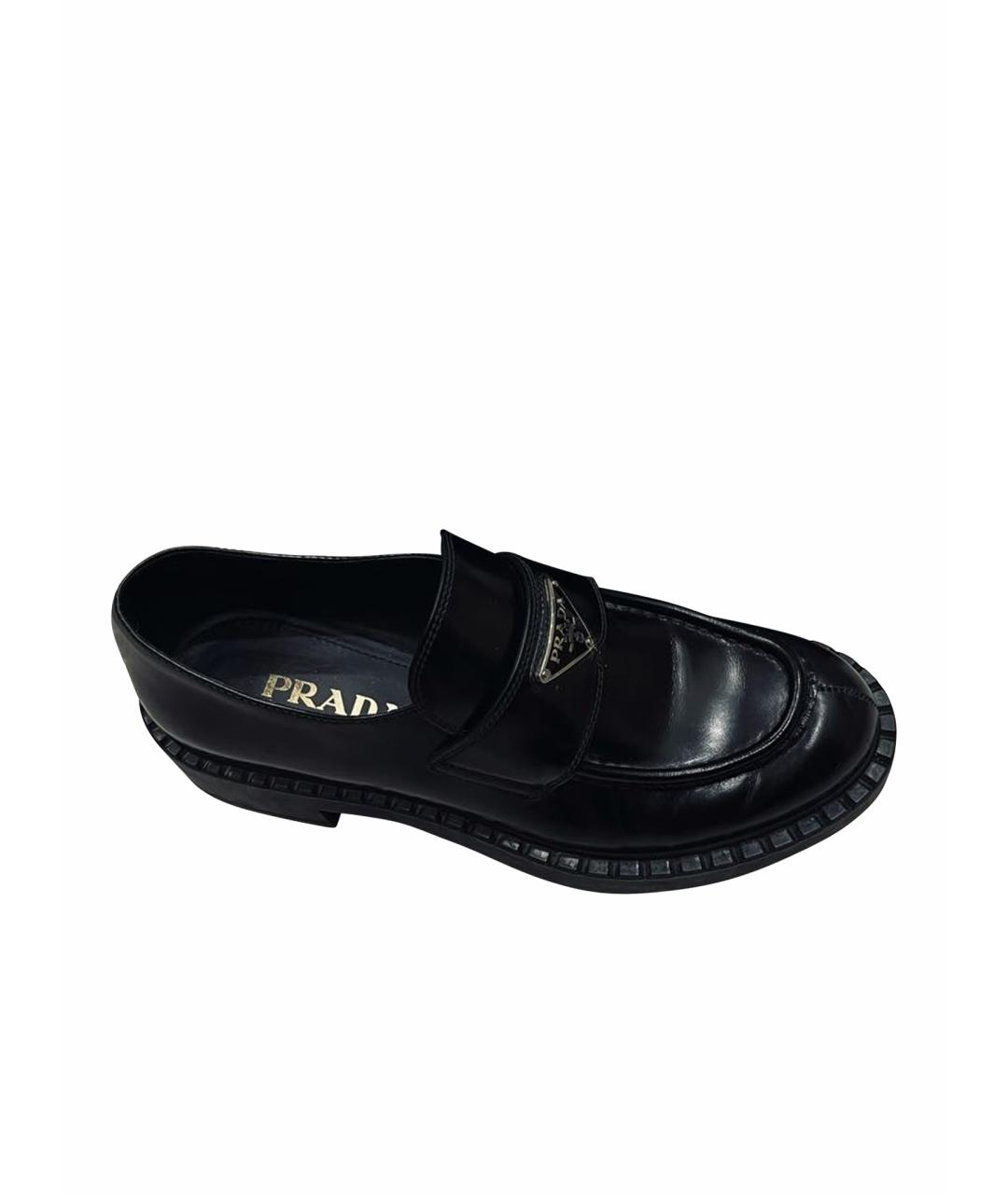PRADA Черные кожаные лоферы, фото 1