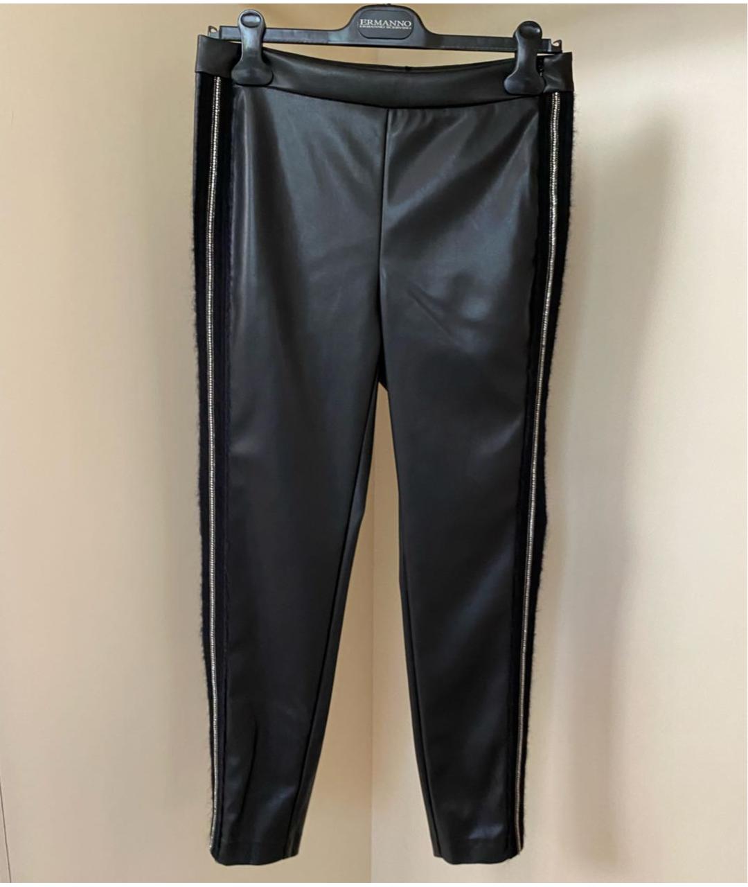 ERMANNO SCERVINO Черные полиуретановые брюки узкие, фото 6