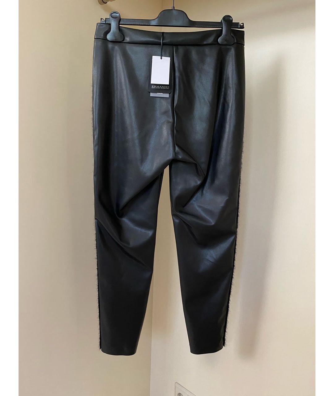 ERMANNO SCERVINO Черные полиуретановые брюки узкие, фото 7