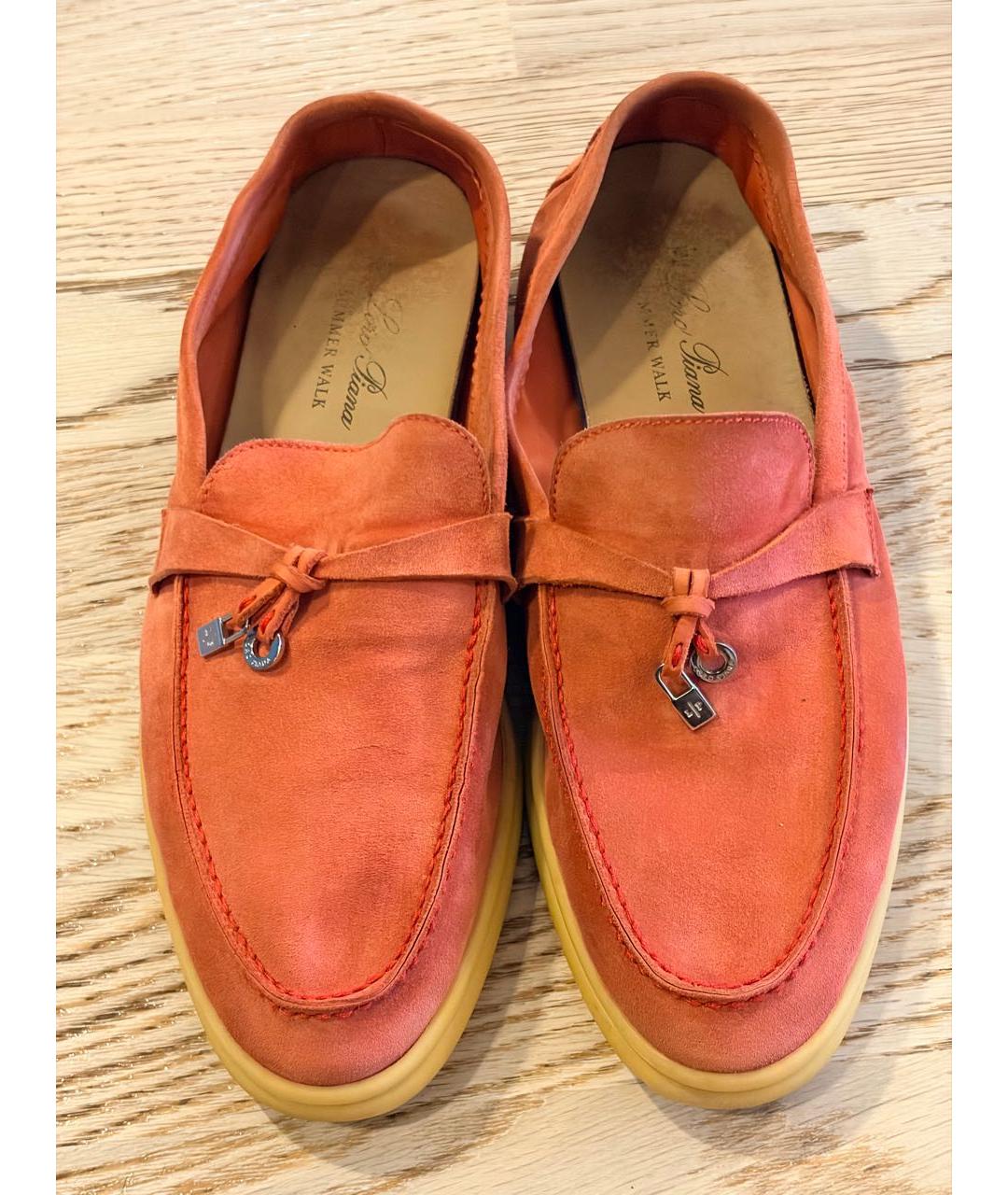 LORO PIANA Коралловые замшевые лоферы, фото 2