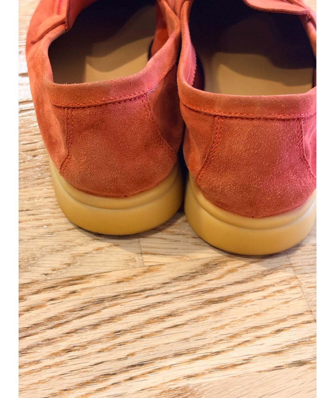 LORO PIANA Коралловые замшевые лоферы, фото 3