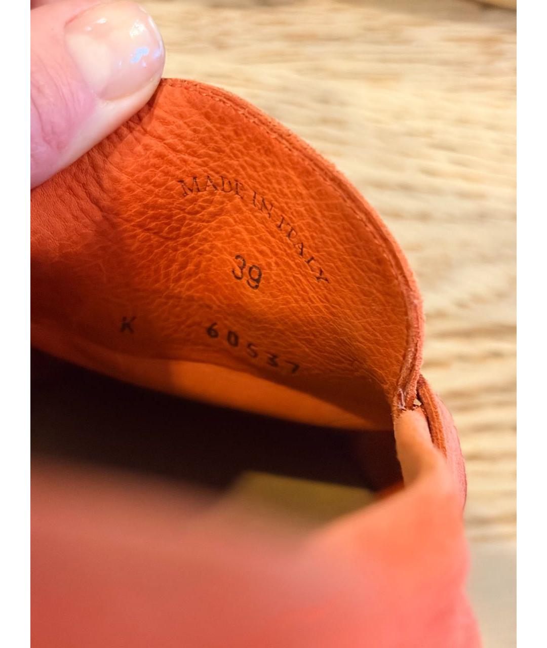 LORO PIANA Коралловые замшевые лоферы, фото 4