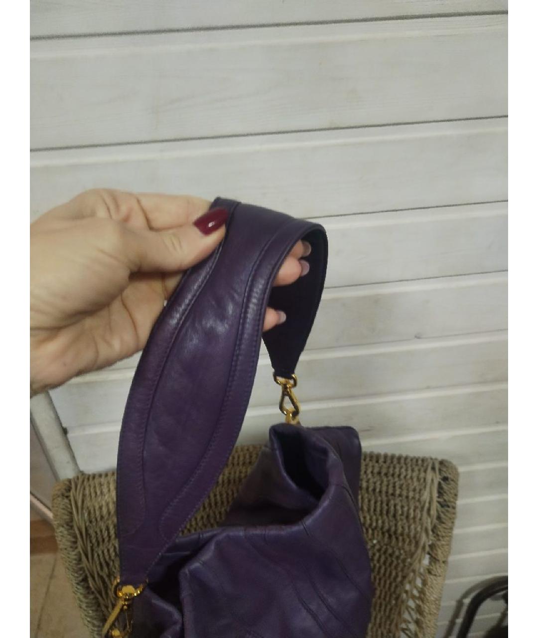 PRADA Фиолетовая кожаная сумка через плечо, фото 5