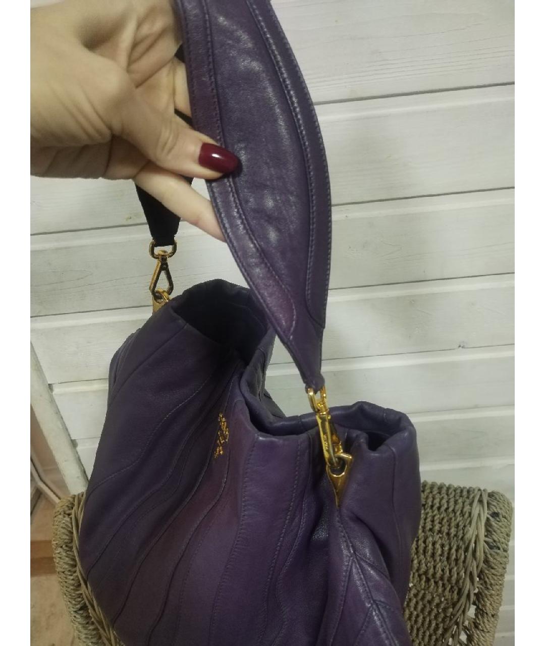 PRADA Фиолетовая кожаная сумка через плечо, фото 4