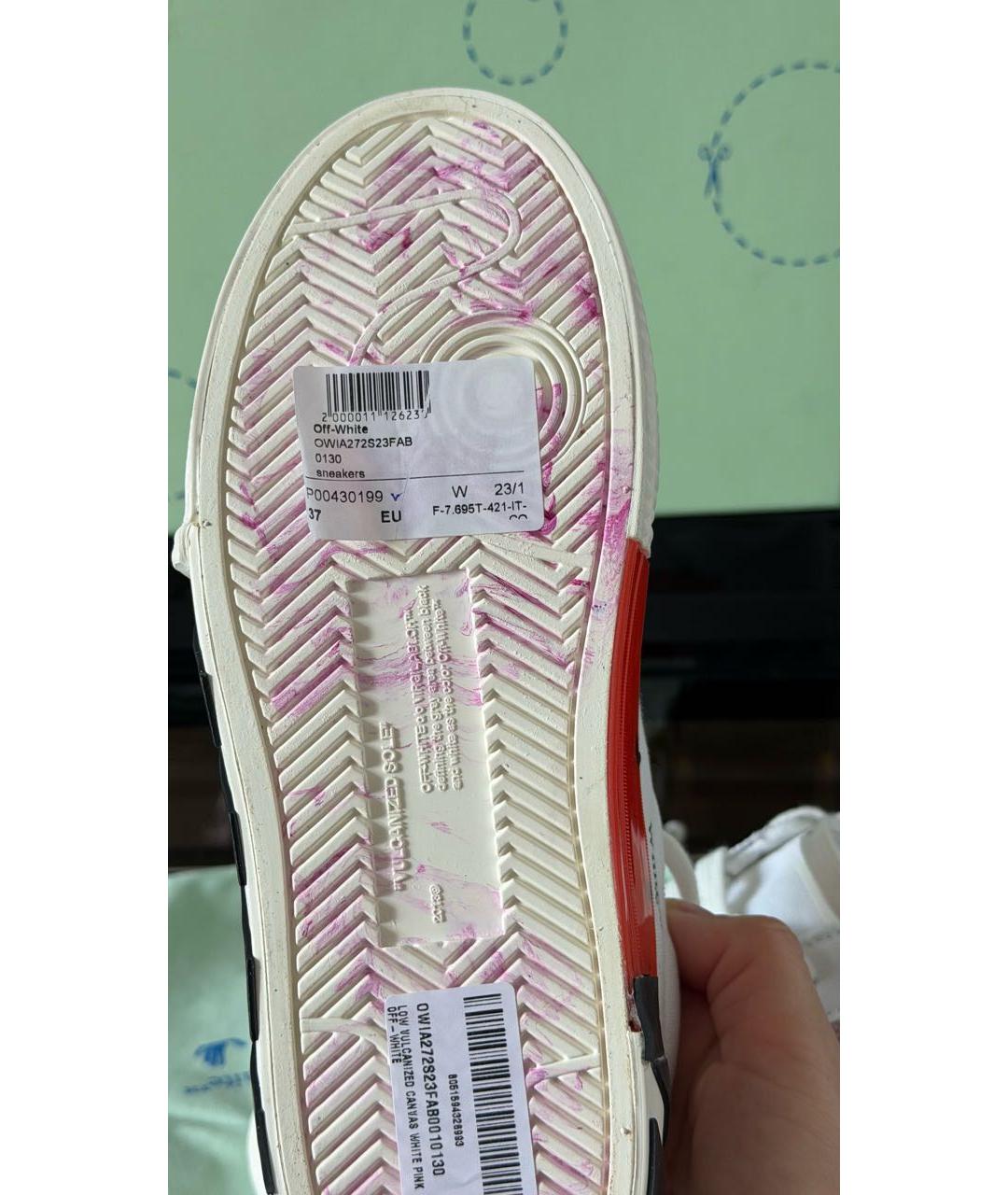 OFF-WHITE Белые текстильные кеды, фото 7