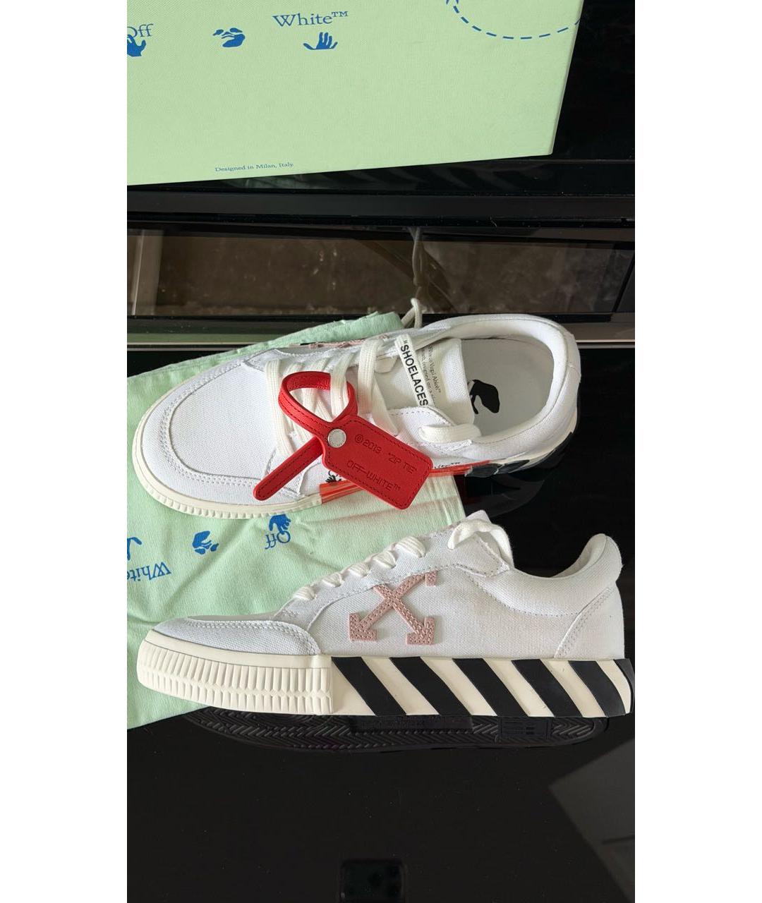 OFF-WHITE Белые текстильные кеды, фото 5