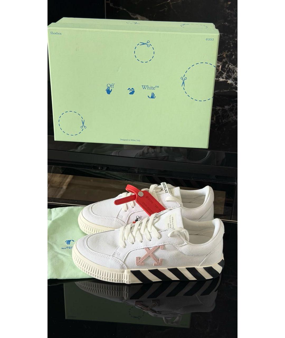 OFF-WHITE Белые текстильные кеды, фото 6