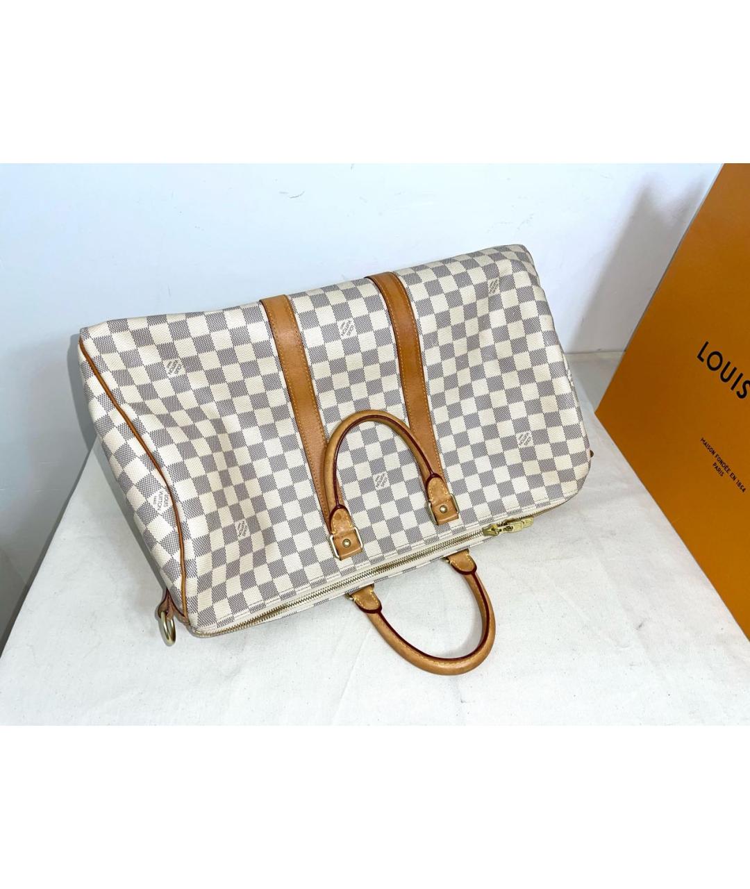 LOUIS VUITTON Белая кожаная дорожная/спортивная сумка, фото 3