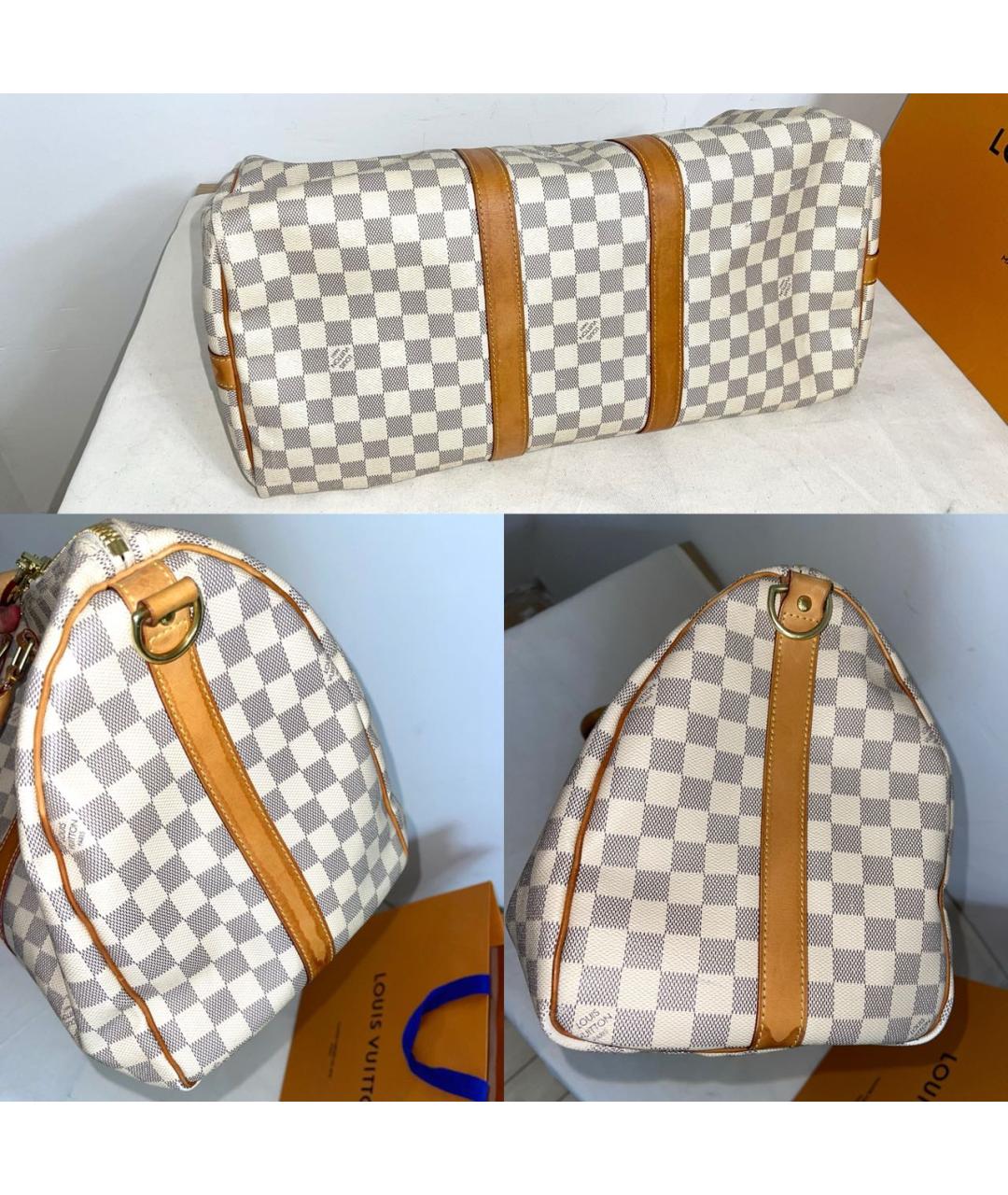 LOUIS VUITTON Белая кожаная дорожная/спортивная сумка, фото 6