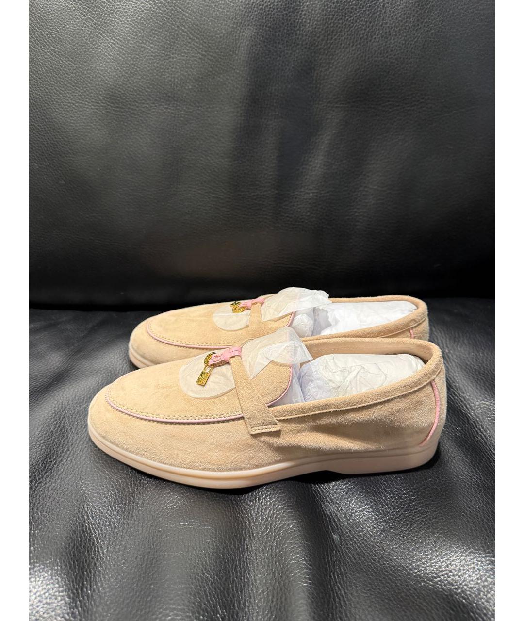 LORO PIANA Бежевые замшевые лоферы, фото 2