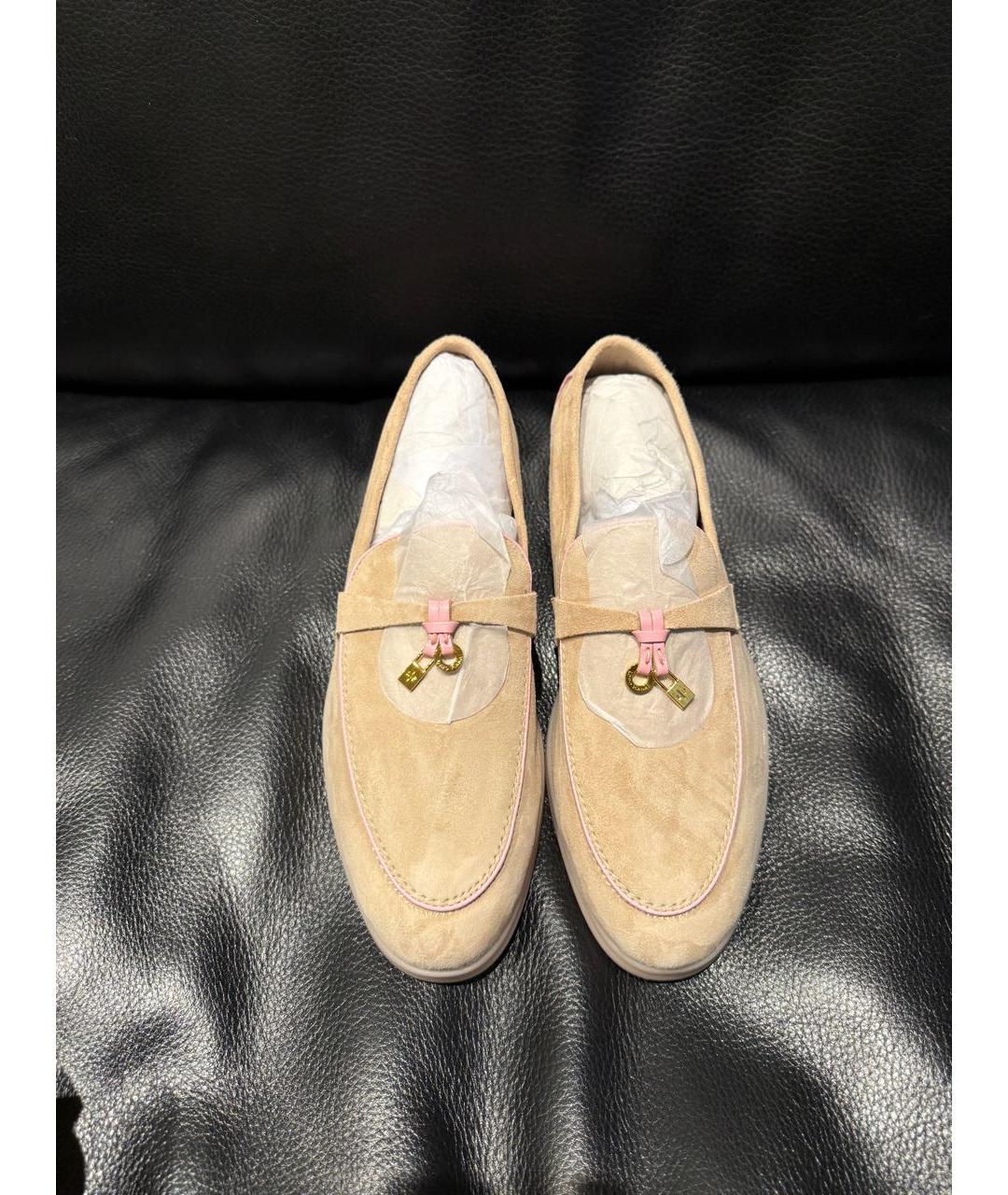 LORO PIANA Бежевые замшевые лоферы, фото 4