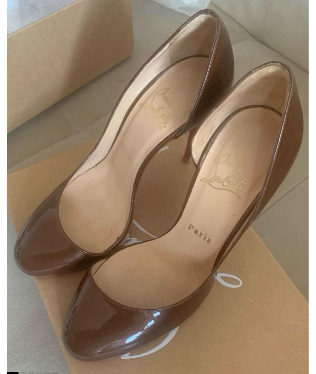 CHRISTIAN LOUBOUTIN Коричневые кожаные туфли, фото 2