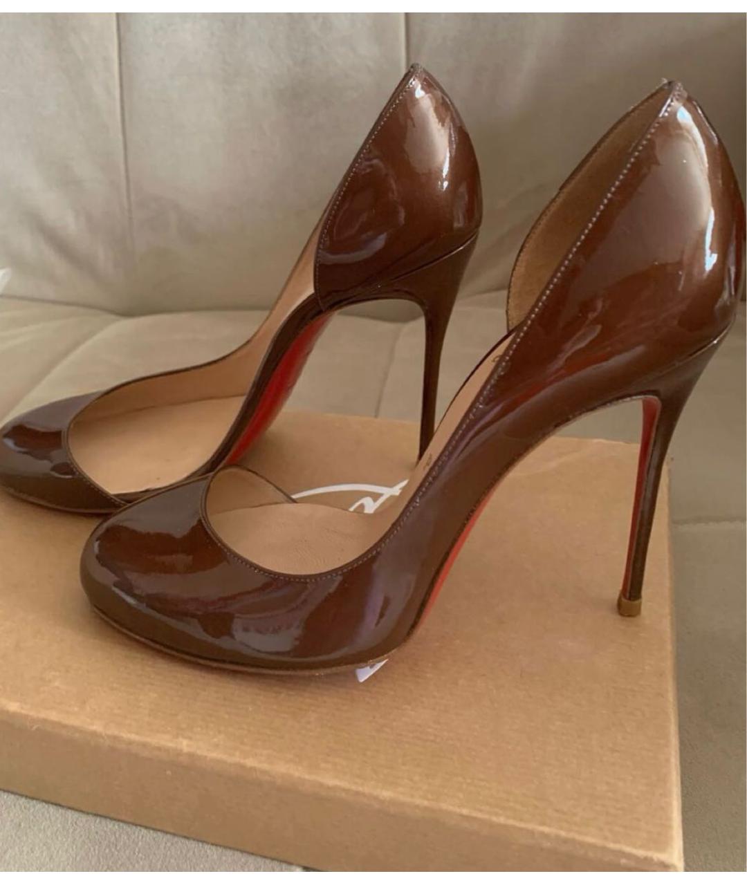 CHRISTIAN LOUBOUTIN Коричневые кожаные туфли, фото 3