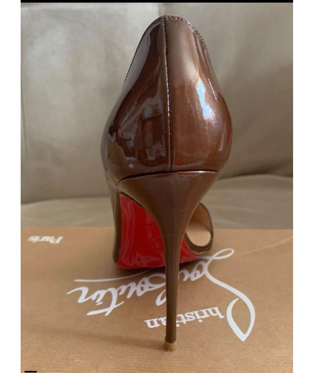 CHRISTIAN LOUBOUTIN Коричневые кожаные туфли, фото 4