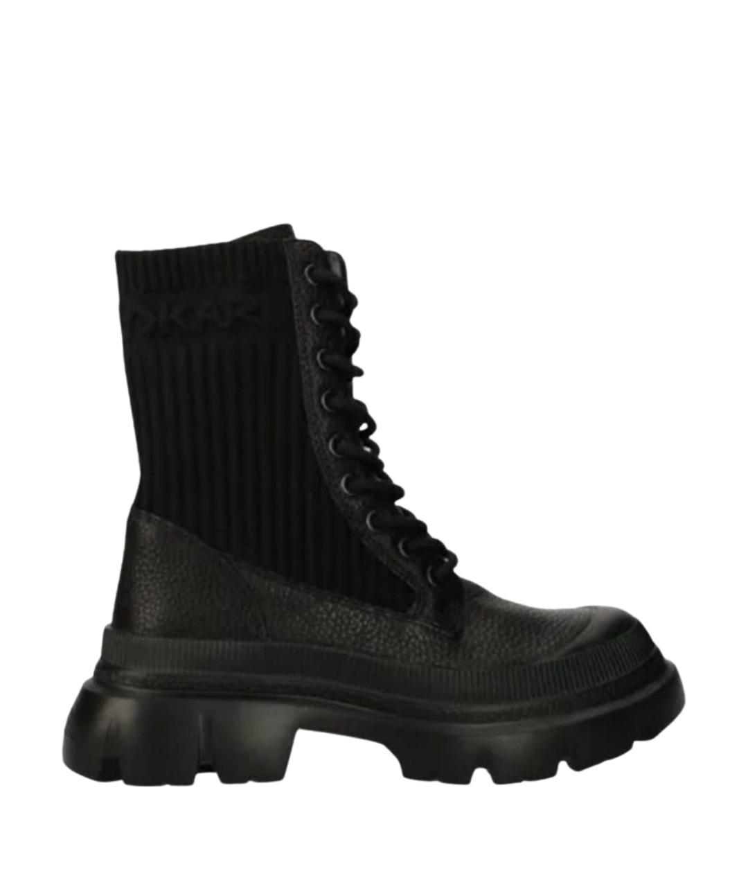 KARL LAGERFELD Черные кожаные ботинки, фото 1