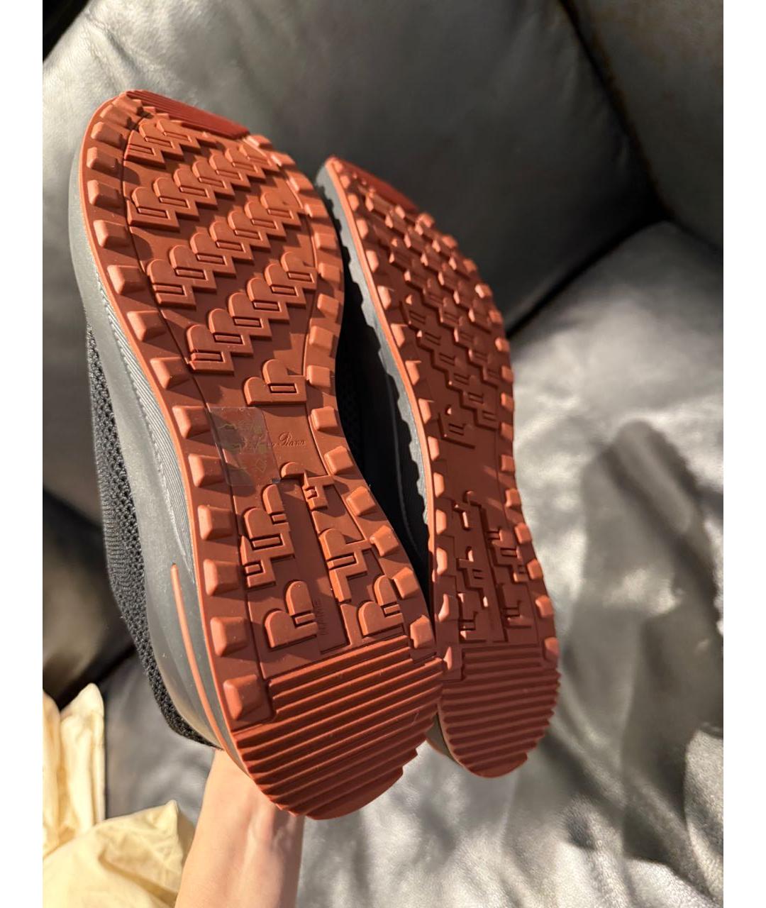 LORO PIANA Черные текстильные низкие кроссовки / кеды, фото 6