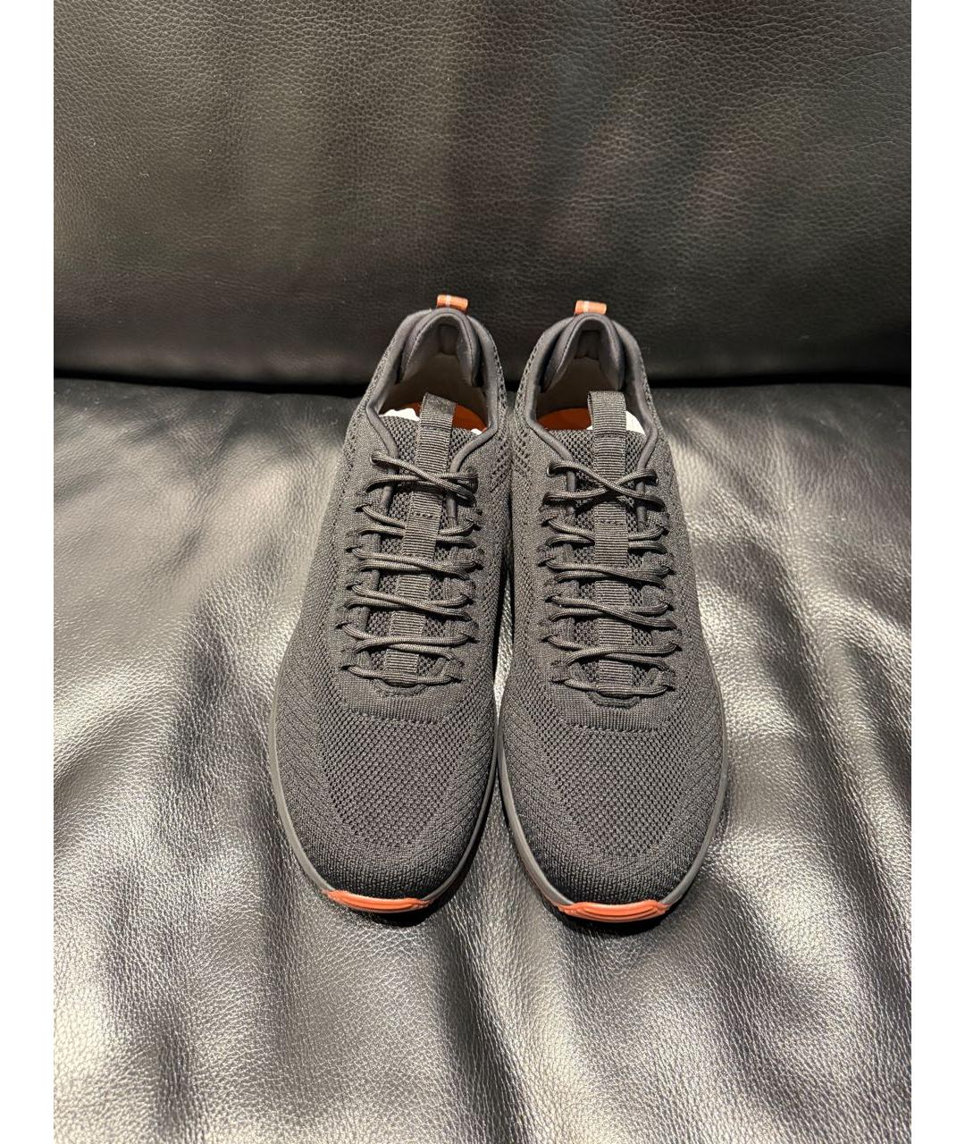 LORO PIANA Черные текстильные низкие кроссовки / кеды, фото 8