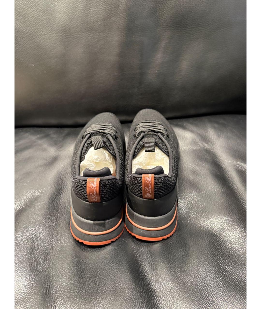 LORO PIANA Черные текстильные низкие кроссовки / кеды, фото 4