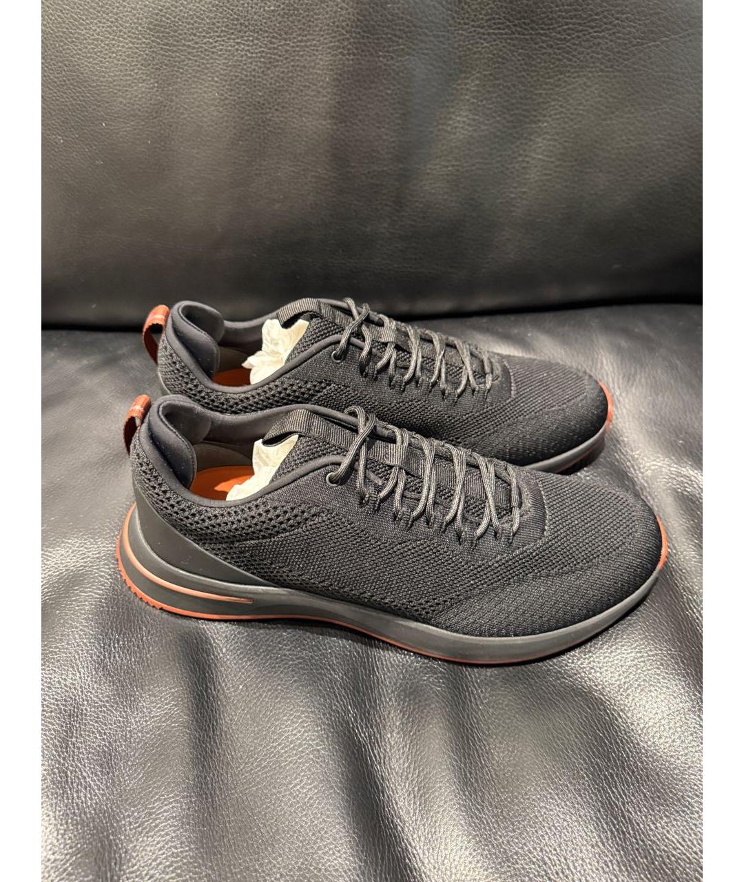 LORO PIANA Черные текстильные низкие кроссовки / кеды, фото 2