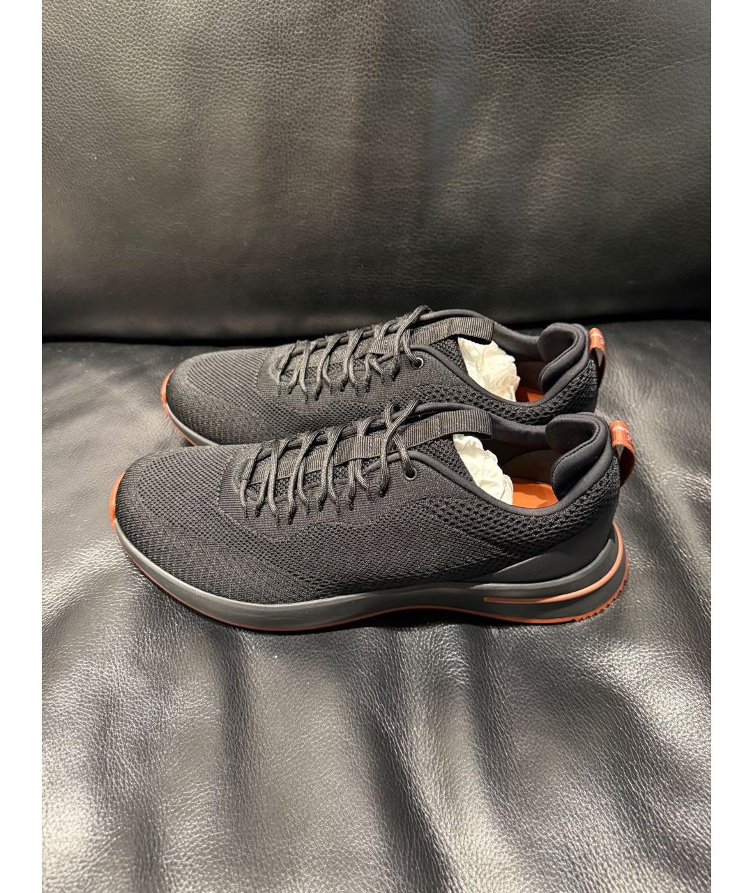 LORO PIANA Черные текстильные низкие кроссовки / кеды, фото 9