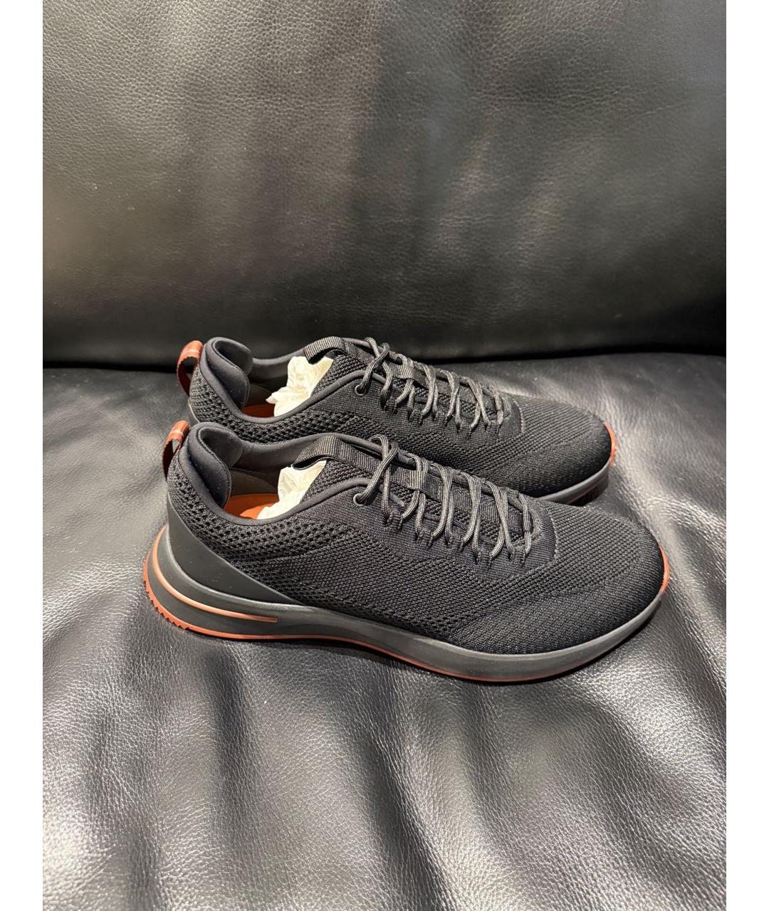 LORO PIANA Черные текстильные низкие кроссовки / кеды, фото 5