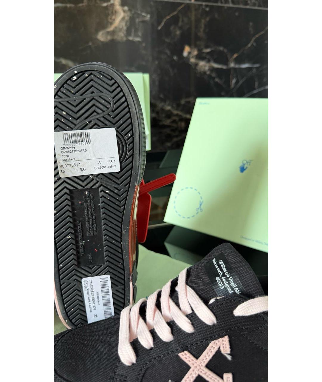 OFF-WHITE Черные текстильные кеды, фото 5