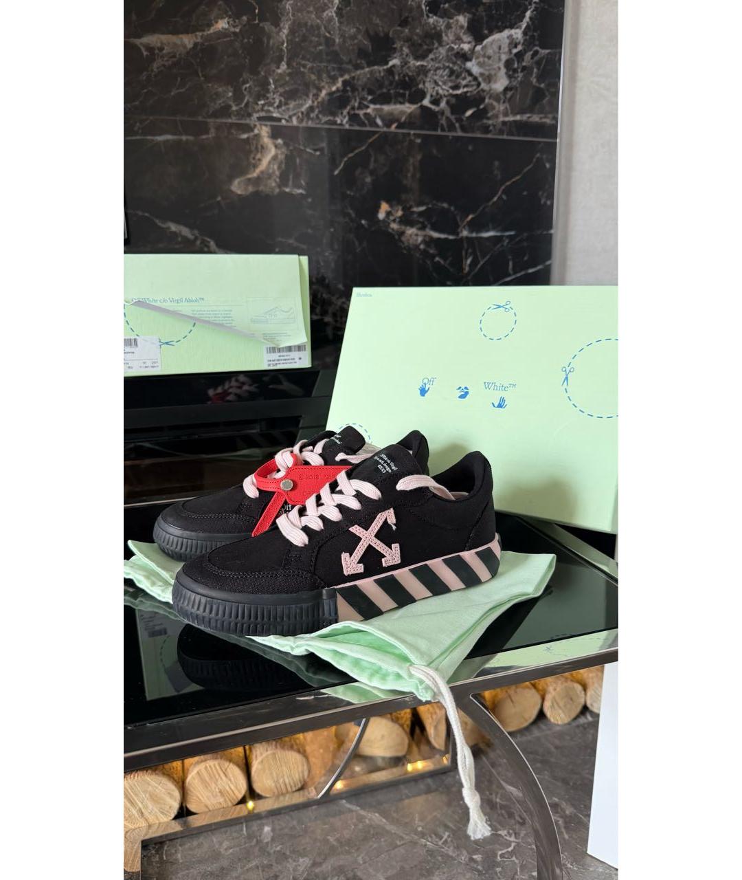 OFF-WHITE Черные текстильные кеды, фото 2