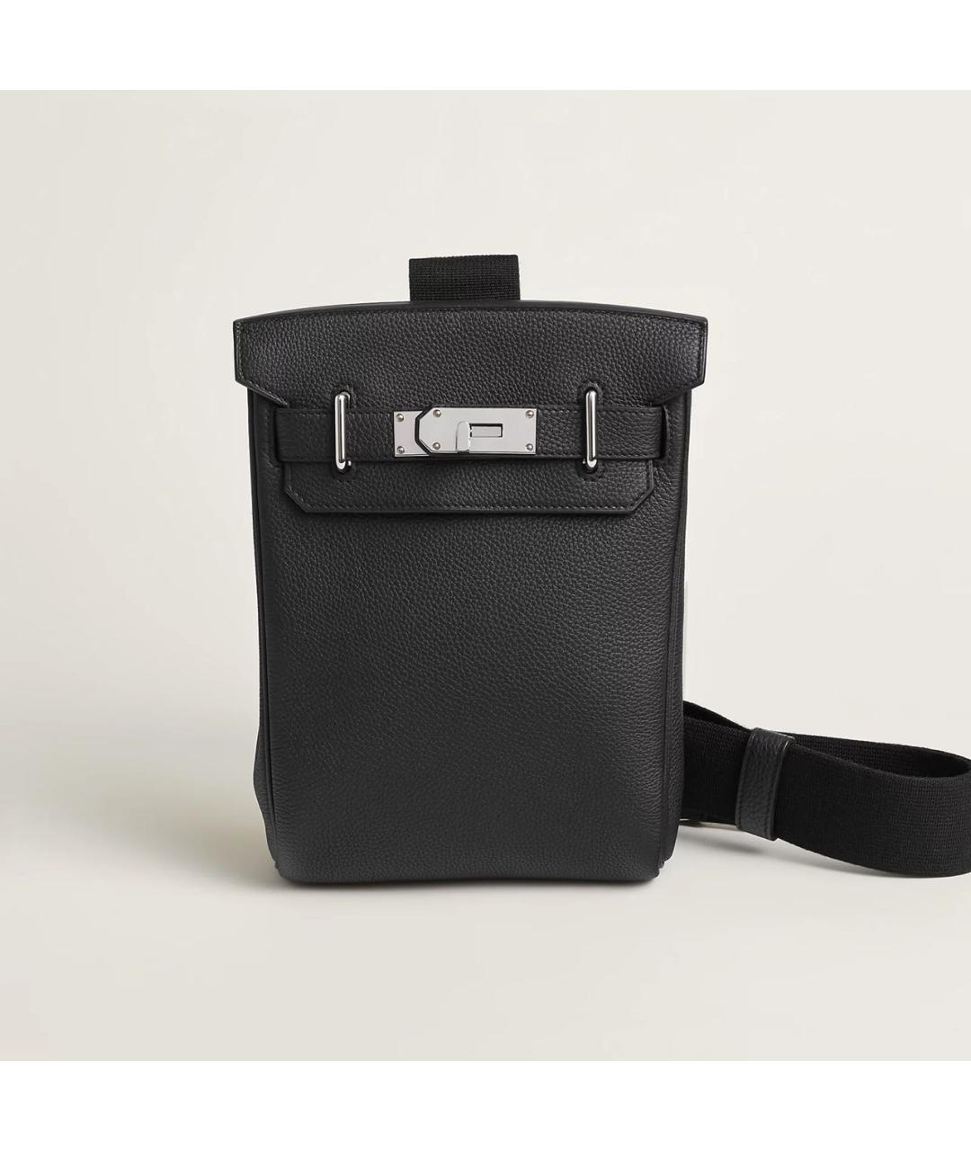 HERMES Черная кожаная сумка на плечо, фото 6