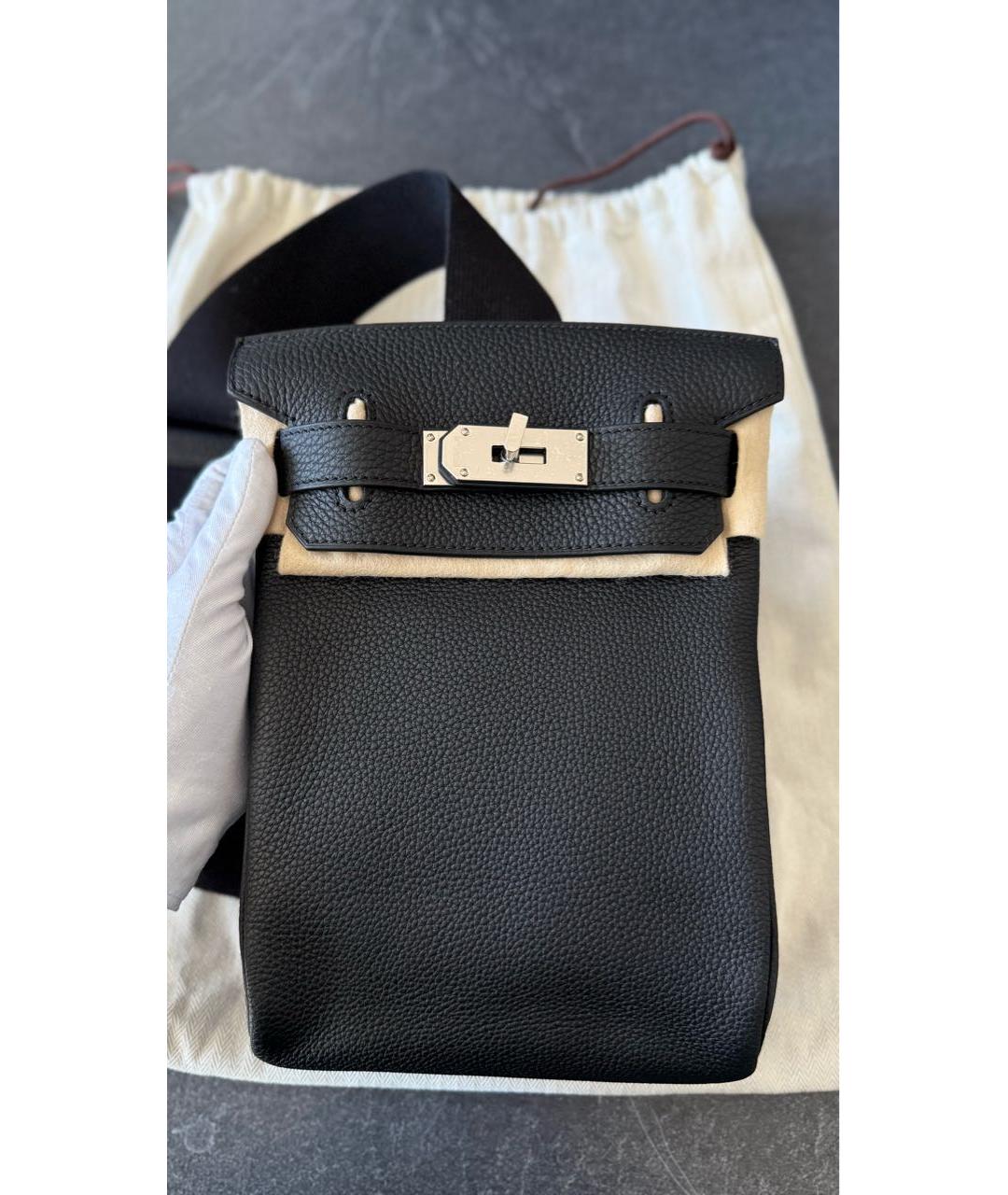 HERMES Черная кожаная сумка на плечо, фото 3